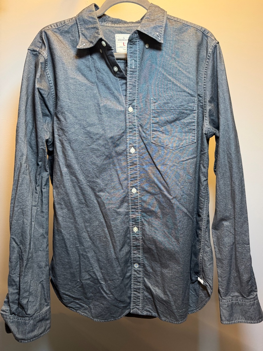 Men's Grey Denim Button-Up - Gap